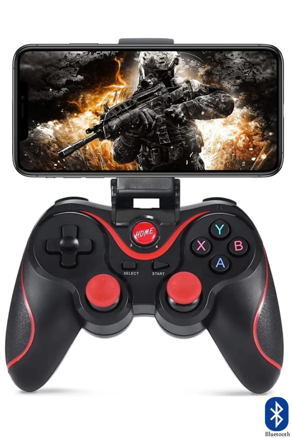 Bilişim Burada X3 Bluetooth Kablosuz Oyun Kolu Gamepad Telefon Tutucu Stand Bluetooth Joystick Gamepad Tv Box Android Tv,ps3,ps4,ios -pc,